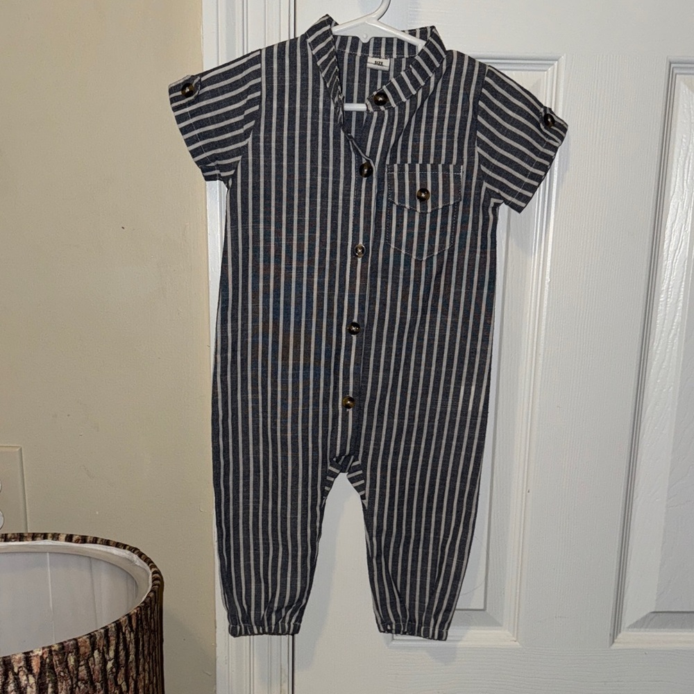 SHEIN Striped Kids Jumpsuit - Black and White